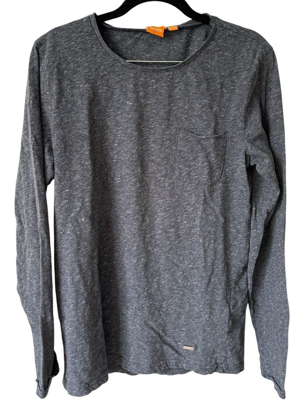 Boss Orange Hugo Boss Slim Fit Long Sleeve Charcoal Pocket T-shirt Mens M